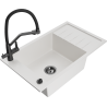 Mexen Elias fregadero de granito de 1 seno con escurridor y grifo de cocina Duo, blanco - 6511-20-671701-70-B