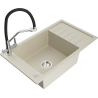 Mexen Elias fregadero de granito de 1 cubeta con escurridor y grifo de cocina Duo, beige - 6511-69-671701-07
