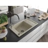 Mexen Elias granite sink 1-bowl with drainer and Duo kitchen tap, beige - 6511-69-671701-07-B