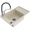 Mexen Elias fregadero de granito de 1 cubeta con escurridor y grifo de cocina Duo, beige - 6511-69-671701-07-B