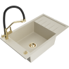 Mexen Elias lavello in granito a 1 vasca con scolapiatti e rubinetto da cucina Duo, beige - 6511-69-671701-57-G