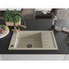 Mexen Elias fregadero de granito de una cubeta con escurridor y grifo de cocina Duo, beige - 6511-69-671701-57-B