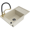 Mexen Elias fregadero de granito de 1 seno con escurridor y grifo de cocina Duo, beige - 6511-69-671701-57-B