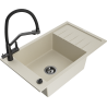 Mexen Elias fregadero de granito de 1 compartimento con escurridor y grifo de cocina Duo, beige - 6511-69-671701-70-B