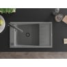 Mexen Elias granite sink 1-bowl with drainer and Duo kitchen tap, grey - 6511-71-671701-07-B