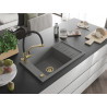 Mexen Elias fregadero de granito de 1 seno con escurridor y grifo de cocina Duo, gris - 6511-71-671701-57-G