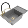 Mexen Elias fregadero de granito de 1 seno con escurridor y grifo de cocina Duo, gris - 6511-71-671701-57-G
