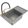 Mexen Elias Granite Kitchen Sink 1-Bowl with Drainer and Duo Kitchen Tap, Grey - 6511-71-671701-57-G