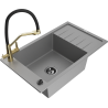 Mexen Elias fregadero de cocina de granito 1 compartimento con escurridor y grifo de cocina Duo, gris - 6511-71-671701-57-B