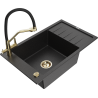 Mexen Elias fregadero de granito de 1 seno con escurridor y grifo de cocina Duo, negro/metálico plateado - 6511-73-671701-57-G