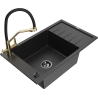 Mexen Elias 1-bowl granite sink with drainer and Duo kitchen faucet, black/silver metallic - 6511-73-671701-57-B