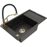 Mexen Elias fregadero de granito de 1 seno con escurridor y grifo de cocina Duo, negro/dorado metálico - 6511-75-671701-57-G