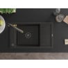 Mexen Elias fregadero de granito de 1 seno con escurridor y grifo de cocina Duo, negro/dorado metálico - 6511-75-671701-57-B
