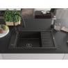Mexen Elias 1-Kammer Granitspüle mit Abtropffläche und Küchenarmatur Duo, schwarz/gold metallic - 6511-75-671701-70-B