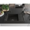 Mexen Elias Granitspüle 1-beckig mit Abtropffläche und Küchenarmatur Duo, schwarz/gold Metallic - 6511-75-671701-70-B