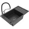 Mexen Elias granite sink 1-bowl with drainer and kitchen tap Duo, black speckled - 6511-76-671701-07-B