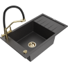 Mexen Elias fregadero de granito de 1 cubeta con escurridor y grifo de cocina Duo, negro moteado - 6511-76-671701-57-G