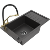 Mexen Elias fregadero de granito de 1 seno con escurridor y grifo de cocina Duo, negro moteado - 6511-76-671701-57-B