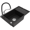 Mexen Elias fregadero de granito de 1 seno con escurridor y grifo de cocina Duo, negro - 6511-77-671701-07