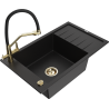 Mexen Elias single-bowl granite sink with drainer and Duo kitchen tap, black - 6511-77-671701-57-G