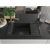 Mexen Elias granit gootsteen 1-komor met afdruipplaat en keukenmengkraan Duo, zwart - 6511-77-671701-57-B