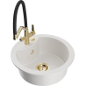 Mexen Diego 1-bowl granite sink with Duo kitchen tap, white - 6512-20-671701-57-G