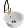 Mexen Diego Granite 1-Bowl Kitchen Sink with Duo Kitchen Tap, White - 6512-20-671701-57-B
