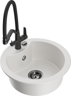 Mexen Diego fregadero de granito de 1 seno con grifo de cocina Duo, blanco - 6512-20-671701-70-B