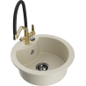 Mexen Diego fregadero de granito de 1 compartimento con grifo de cocina Duo, beige - 6512-69-671701-57-B