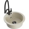 Mexen Diego fregadero de granito de 1 cubeta con grifo de cocina Duo, beige - 6512-69-671701-70-B