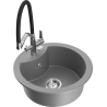 Mexen Diego fregadero de granito de 1 cubeta con grifo de cocina Duo, gris - 6512-71-671701-07