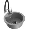 Mexen Diego fregadero de granito de 1 compartimento con grifo de cocina Duo, gris - 6512-71-671701-07-B