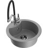 Mexen Diego single-bowl granite sink with Duo kitchen faucet, gray - 6512-71-671701-07-B