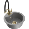 Mexen Diego 1-bowl granite kitchen sink with Duo tap, grey - 6512-71-671701-57-G
