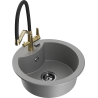 Mexen Diego fregadero de granito de 1 compartimento con grifo de cocina Duo, gris - 6512-71-671701-57-B