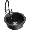 Mexen Diego single-bowl granite sink with Duo kitchen tap, black/silver metallic - 6512-73-671701-07