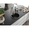 Mexen Diego granitische spoelbak met 1 tank en Duo keuken kraan, zwart/zilver metallic - 6512-73-671701-57-B