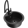 Mexen Diego 1-bowl Granite Kitchen Sink with Duo Tap, Black/Silver Metallic - 6512-73-671701-70-B