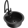 Mexen Diego lavello in granito a 1 vasca con miscelatore Duo, nero/argento metallizzato - 6512-73-671701-70-B