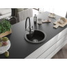 Mexen Diego Granitspüle 1-Becken mit Küchenarmatur Duo, schwarz/gold metallic - 6512-75-671701-07