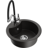Mexen Diego fregadero de granito de 1 compartimento con grifo de cocina Duo, negro/oro metálico - 6512-75-671701-07