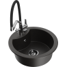 Mexen Diego fregadero de granito de 1 seno con grifo de cocina Duo, negro/dorado metálico - 6512-75-671701-07-B