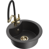 Mexen Diego fregadero de granito de 1 compartimento con grifo de cocina Duo, negro moteado - 6512-76-671701-57-G