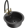 Mexen Diego 1-bowl granite sink with Duo kitchen tap, black speckled - 6512-76-671701-57-B