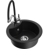 Mexen Diego Granite Sink 1-Bowl with Duo Kitchen Tap, Black - 6512-77-671701-07