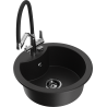 Mexen Diego 1-bowl granite kitchen sink with Duo kitchen tap, black - 6512-77-671701-07-B