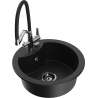 Mexen Diego fregadero de granito de 1 cubeta con grifo de cocina Duo, negro - 6512-77-671701-07-B