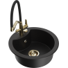 Mexen Diego fregadero de granito de 1 cubeta con grifo de cocina Duo, negro - 6512-77-671701-57-G