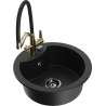 Mexen Diego 1-bowl granite kitchen sink with Duo tap, black - 6512-77-671701-57-B