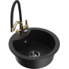 Mexen Diego fregadero de granito de 1 cubeta con grifo de cocina Duo, negro - 6512-77-671701-57-B
